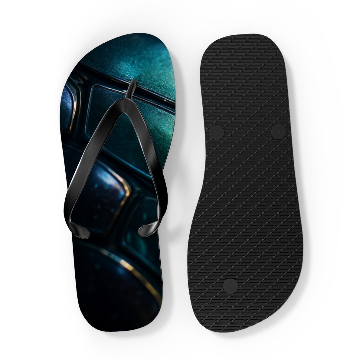 Iridescent Beetle Carapace Aurora unique graphic flip flops