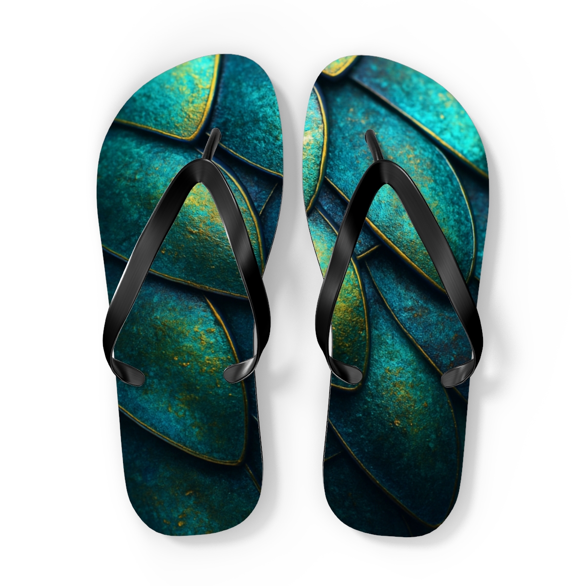Iridescent Beetle Mosaic soft sole flip flops