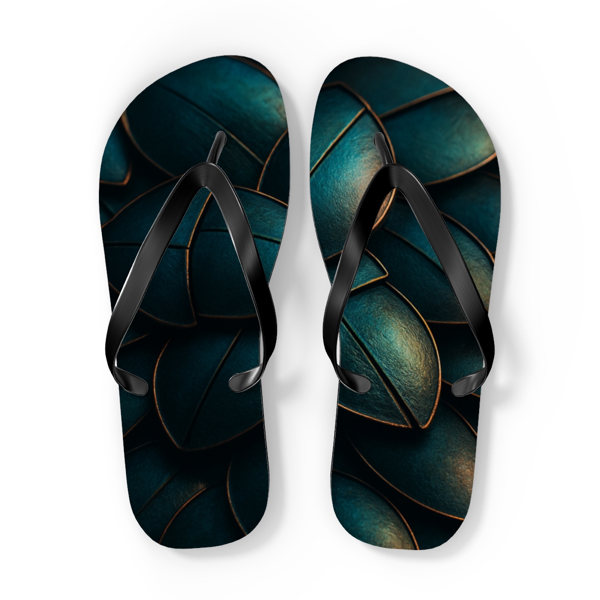 Iridescent Beetle Mosaic personalized beach flip flops