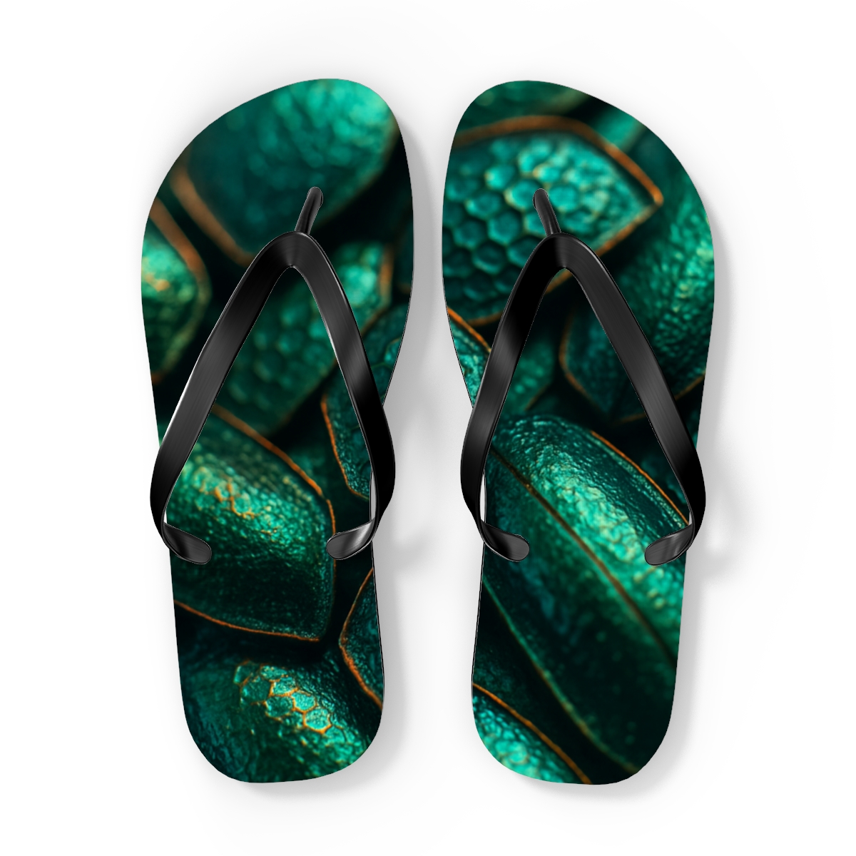 Iridescent Beetle Mosaic custom flip flops