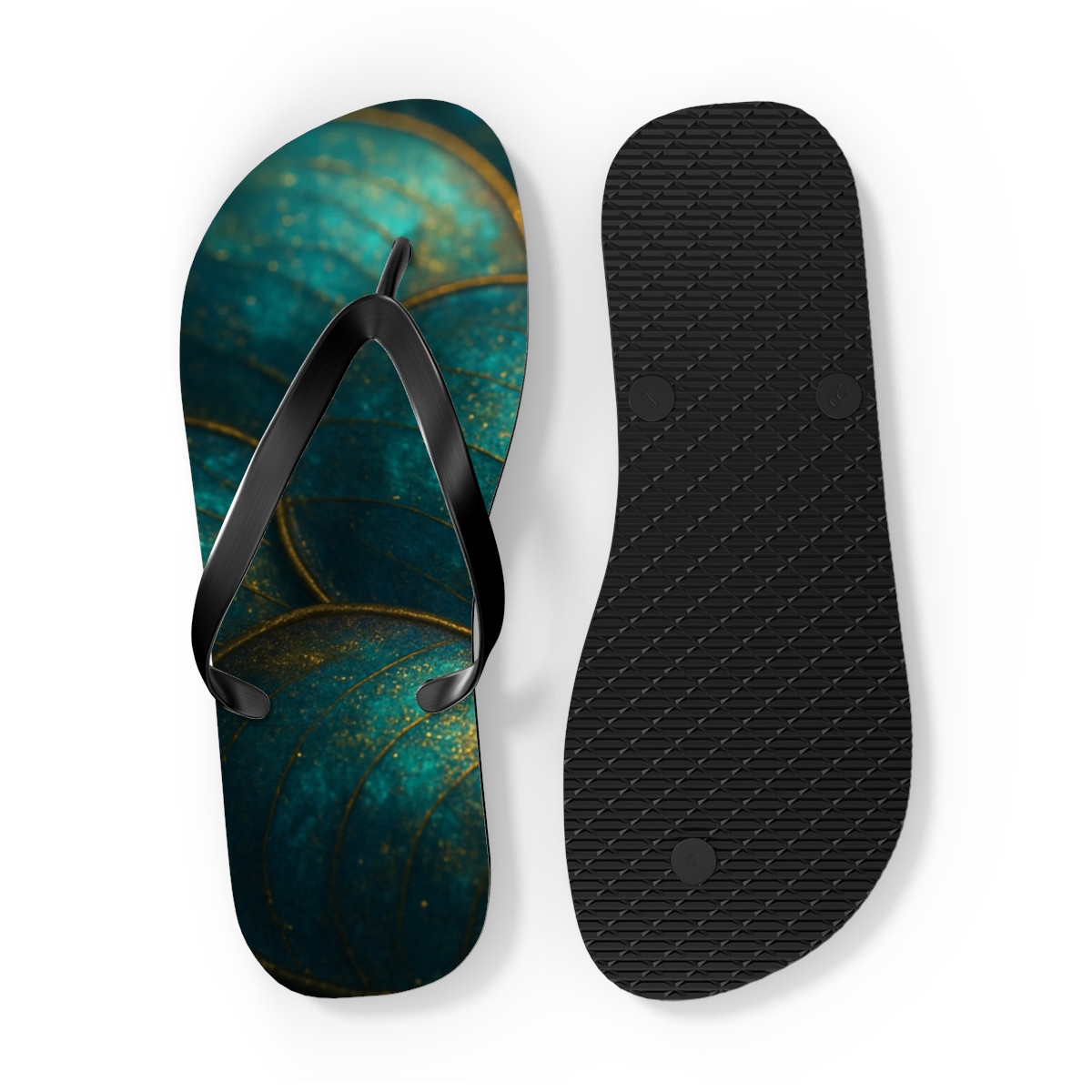 Iridescent Beetle Mosaic soft sole flip flops