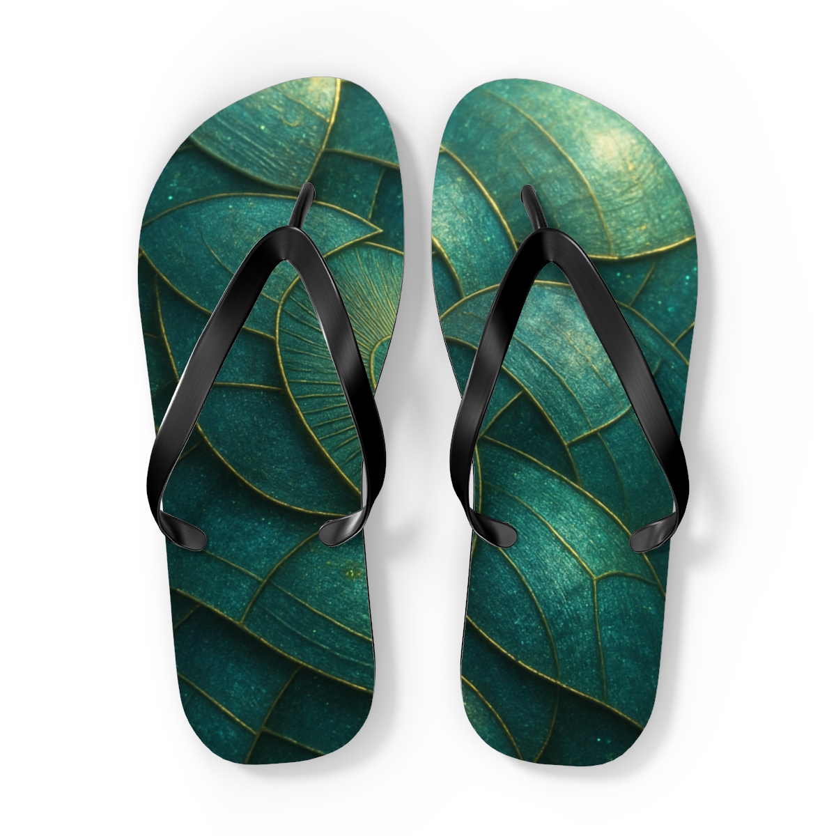 Iridescent Beetle Mosaic stylish summer flip flops