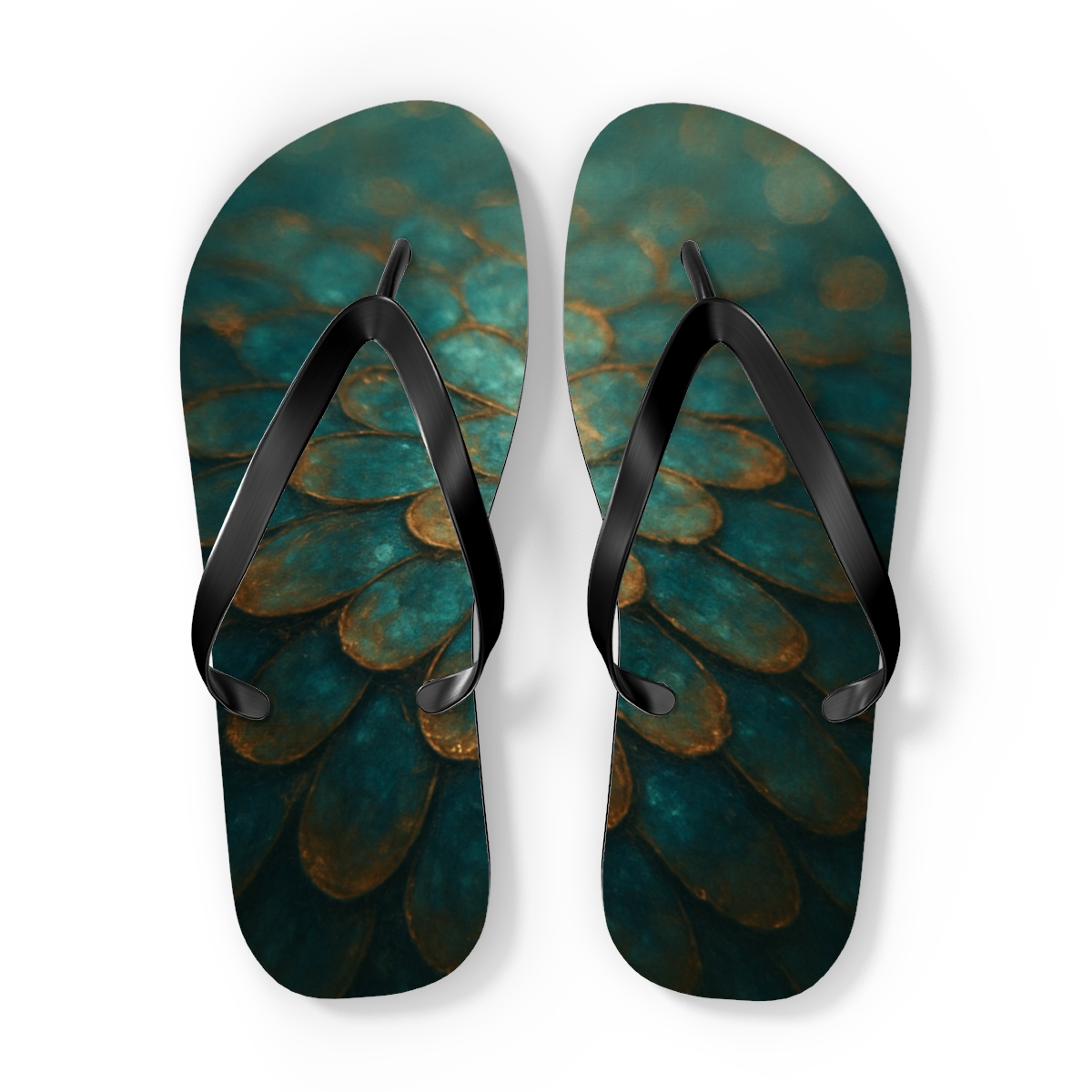Iridescent Beetle Mosaic personalized beach flip flops