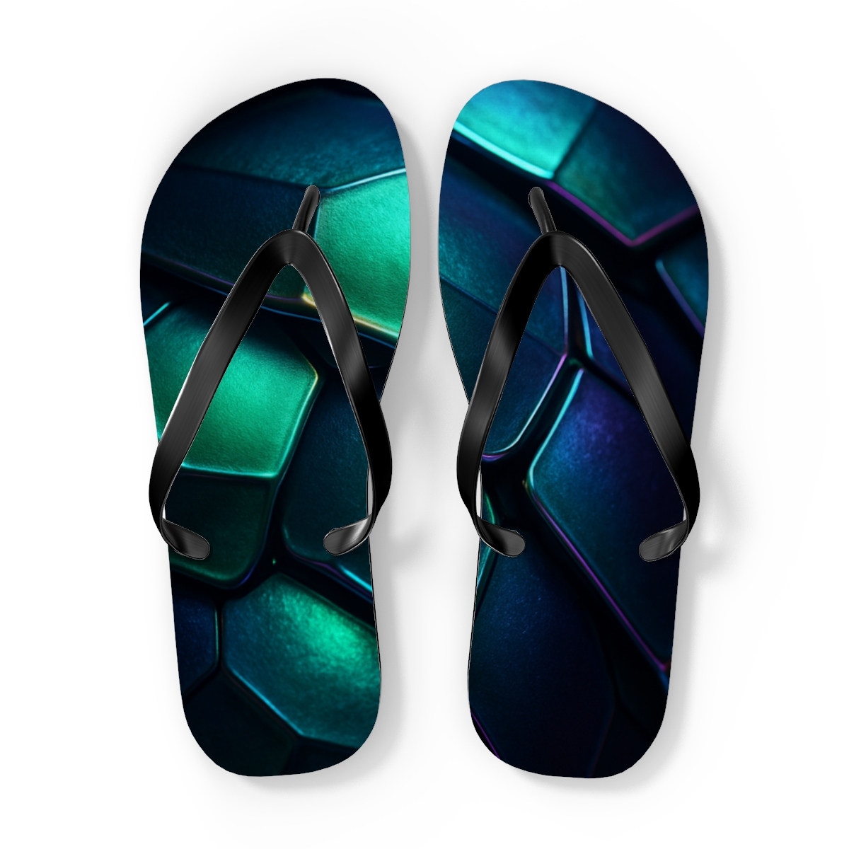 Iridescent Carapace Echo unique graphic flip flops