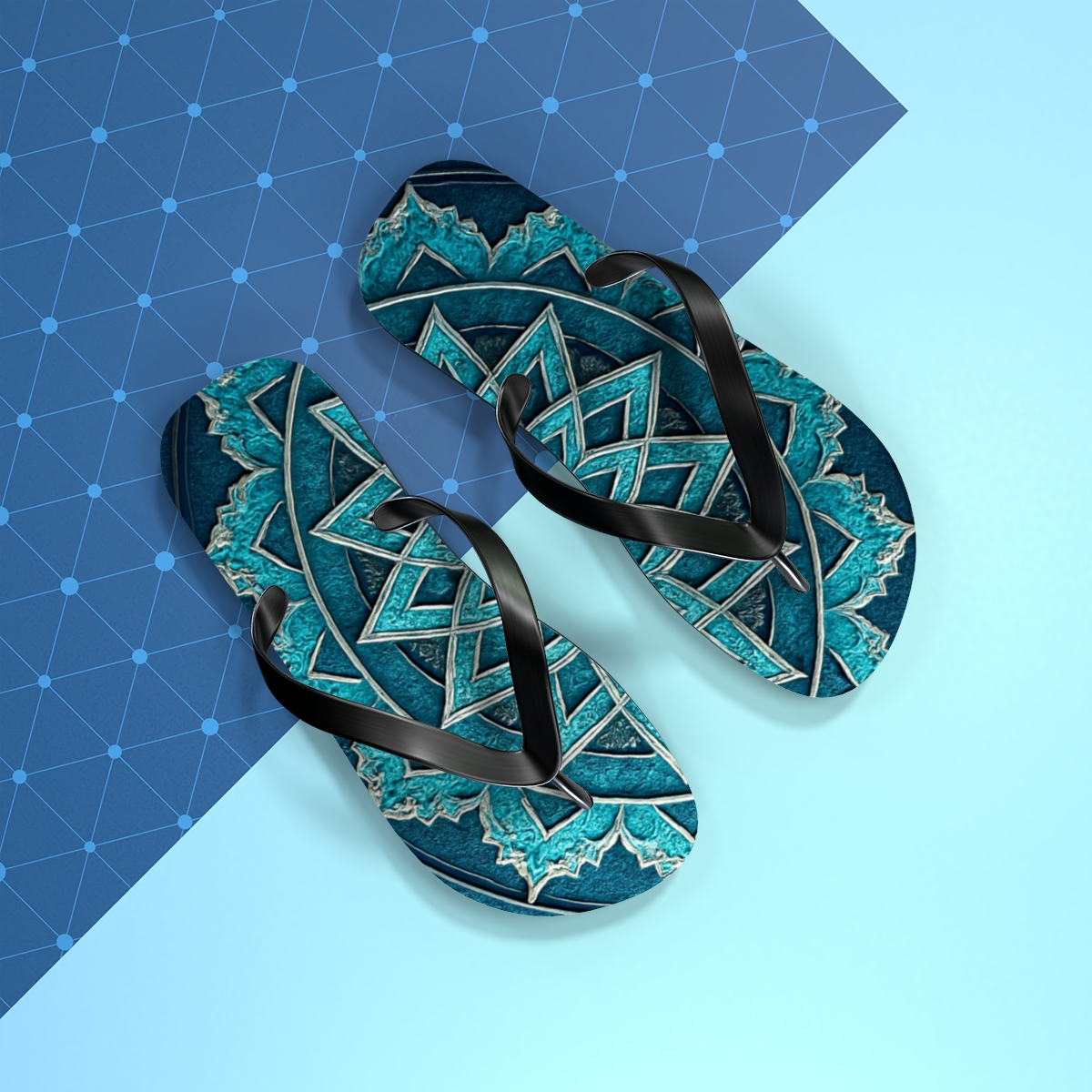 Luminous Mandala Wave Flip Flops