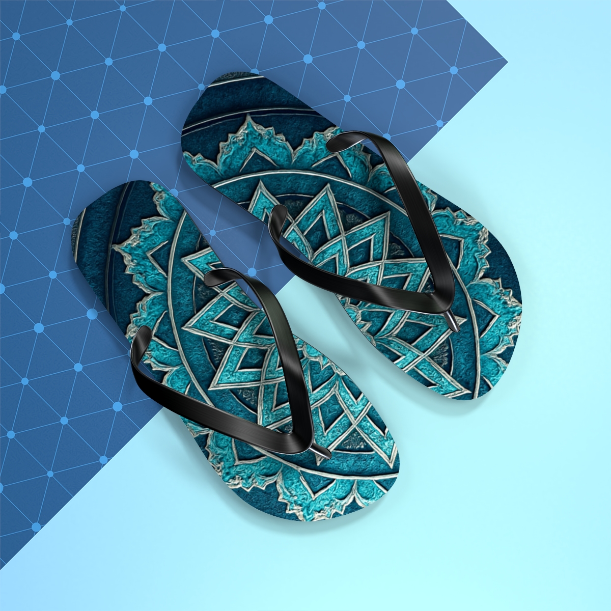 Luminous Mandala Wave Flip Flops
