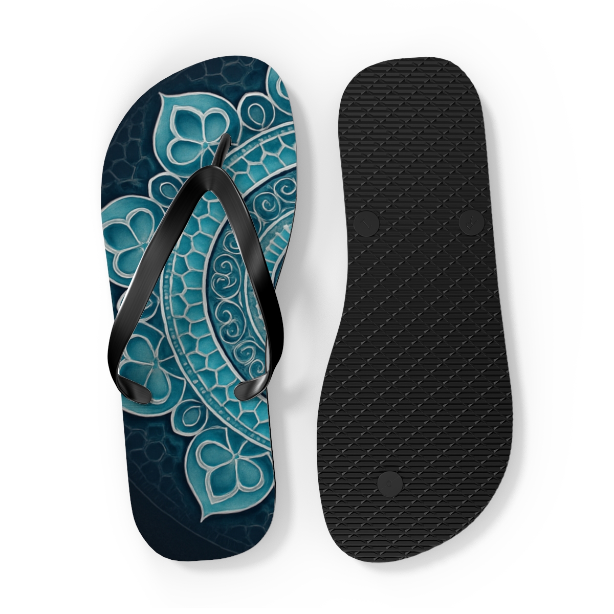 Iridescent Lattice Rosette unique graphic flip flops