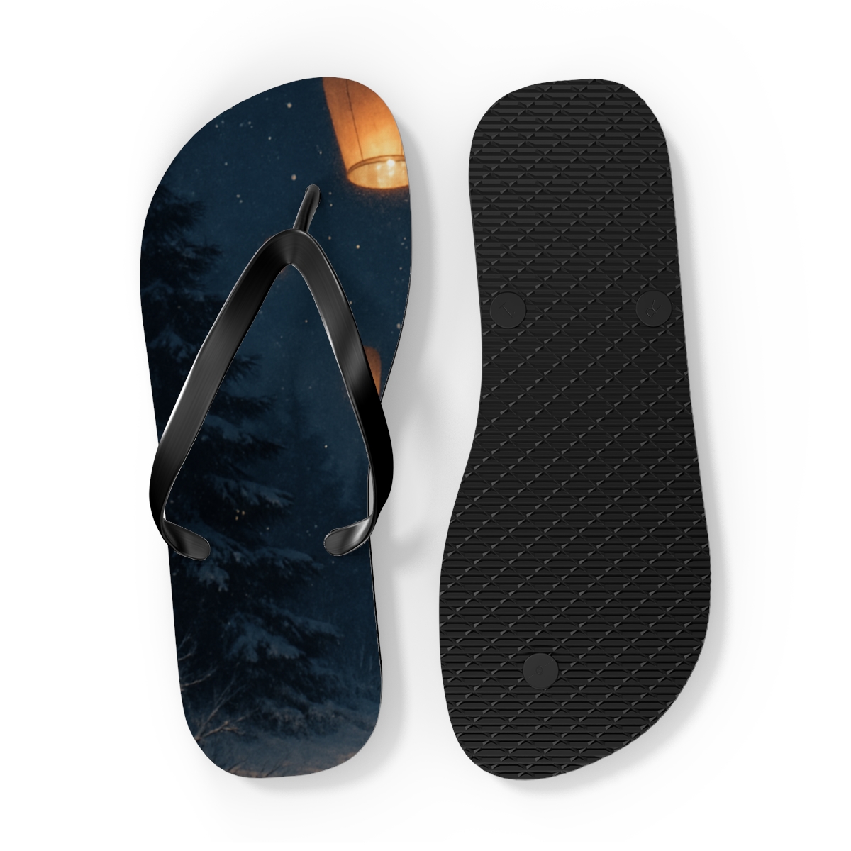 Lantern Festival Snowfall Glow custom flip flops