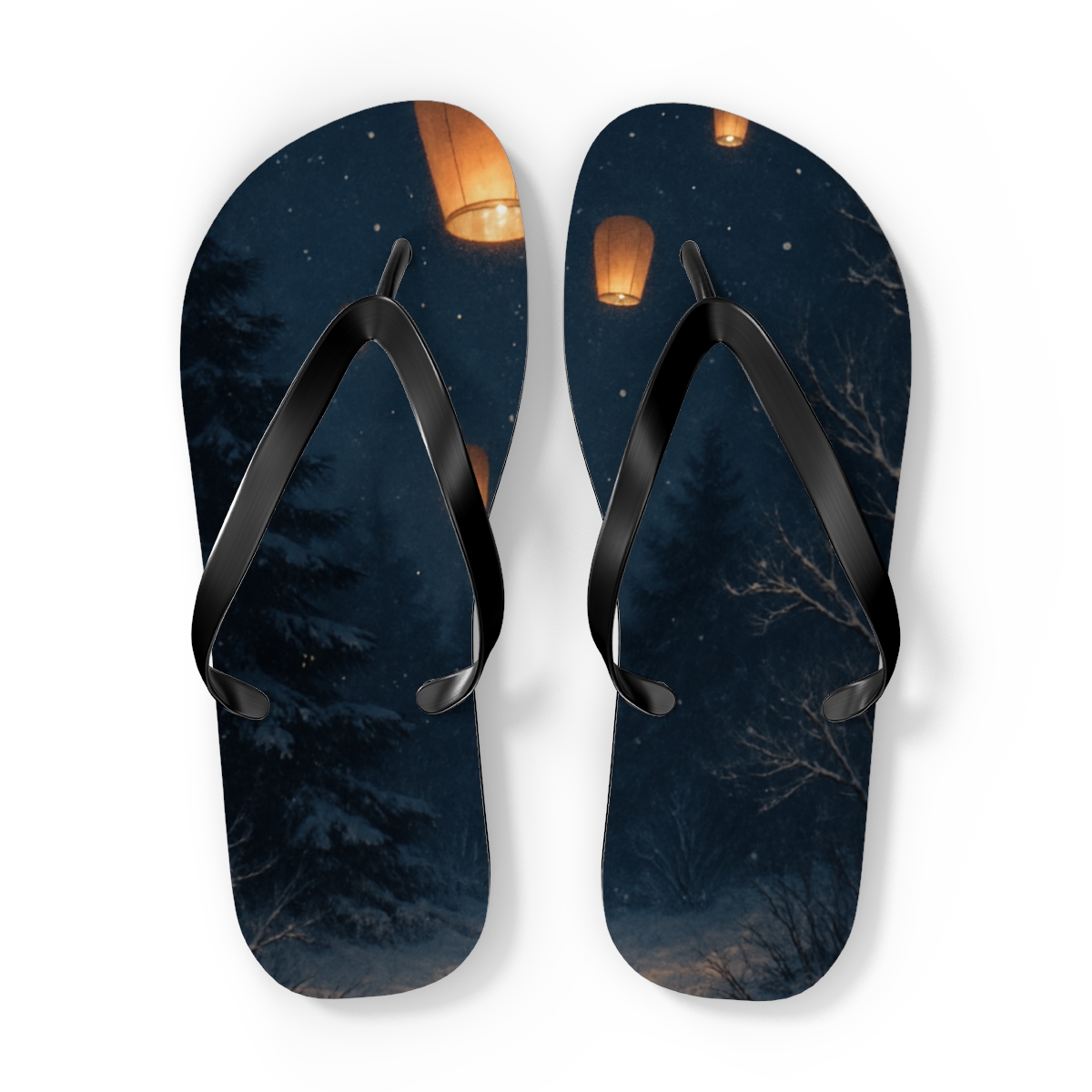 Lantern Festival Snowfall Glow custom flip flops