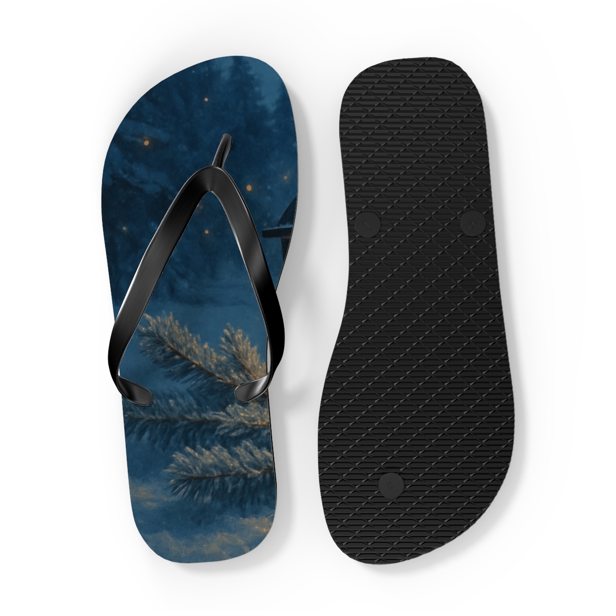 Lantern Frost Solstice designer logo flip flops