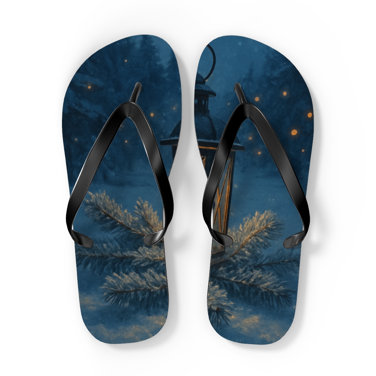 Lantern Frost Solstice designer logo flip flops