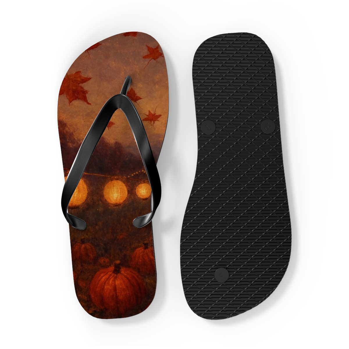 Lantern Harvest Lullaby personalized beach flip flops