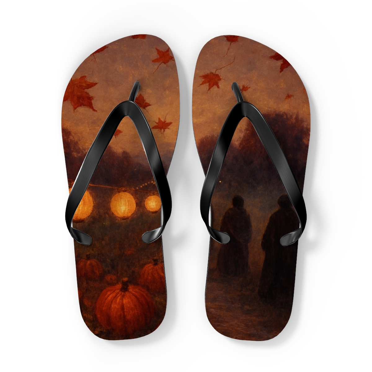 Lantern Harvest Lullaby personalized beach flip flops