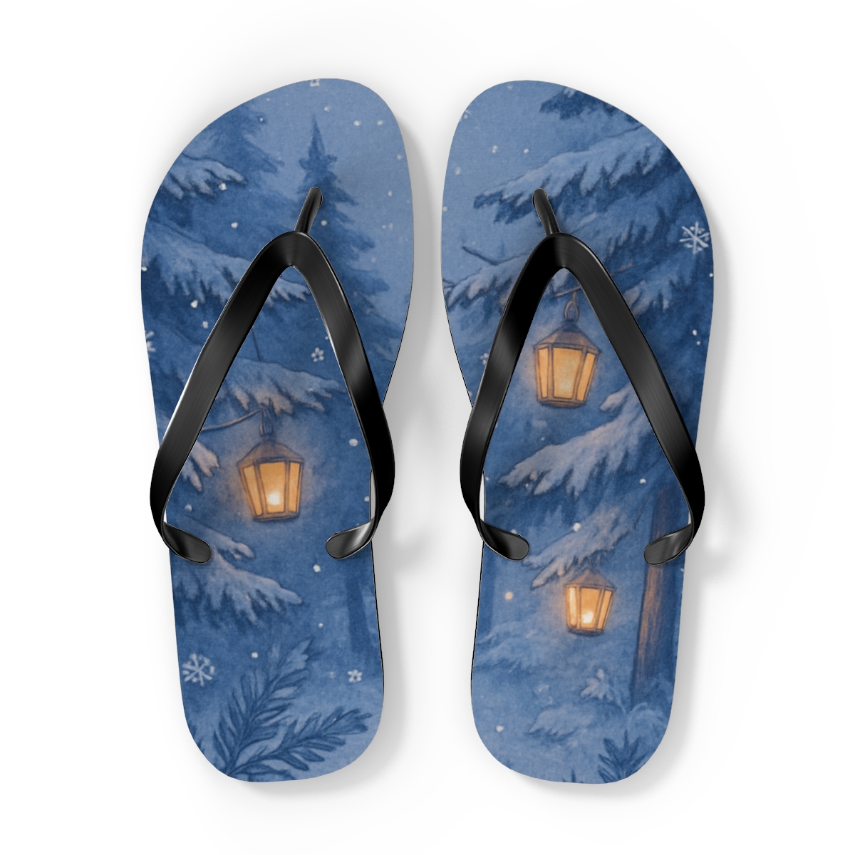 Lantern Night Snowfall Waltz trendy printed flip flops