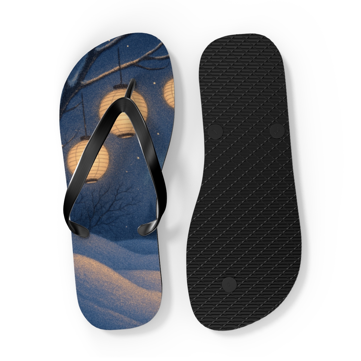 Lantern Night Snowglow unique graphic flip flops