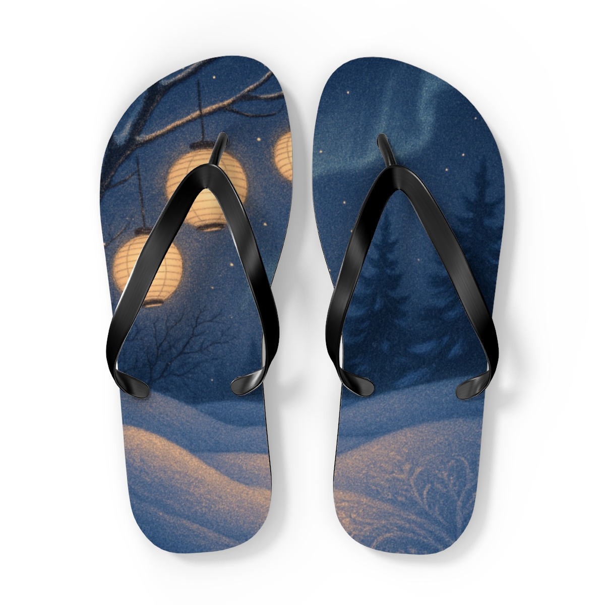 Lantern Night Snowglow unique graphic flip flops
