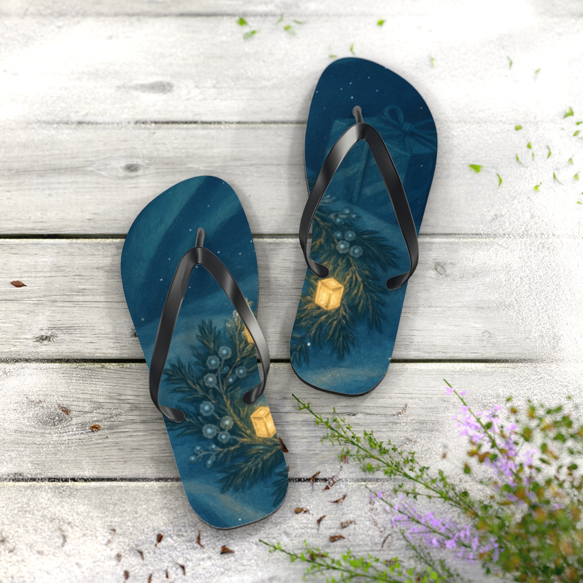 Lantern Solstice Aurora trendy printed flip flops