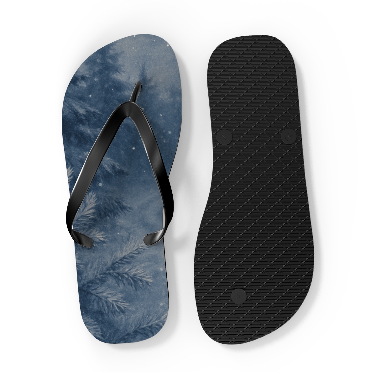 Lanternlit Winter Solstice Stillness designer logo flip flops