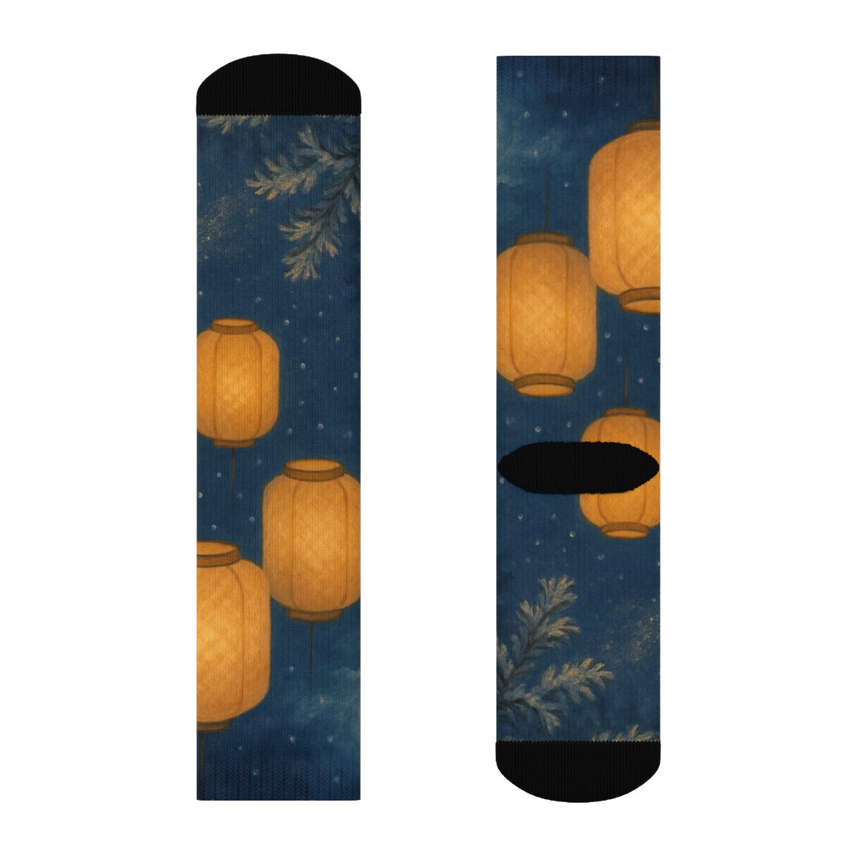 Lanternlit Winter Solstice Veil unique printed sockscustom socks