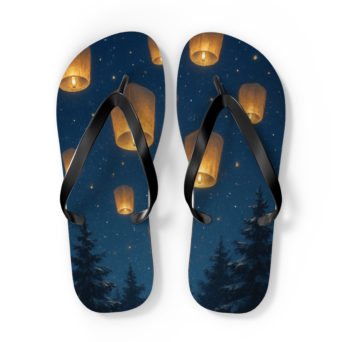 Lanterns In Winter Starlight stylish summer flip flops