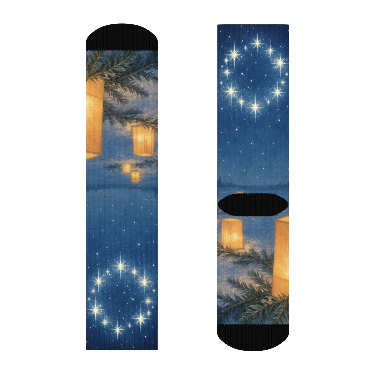 Lanterns Over Midwinter Stardust unique printed sockscustom socks