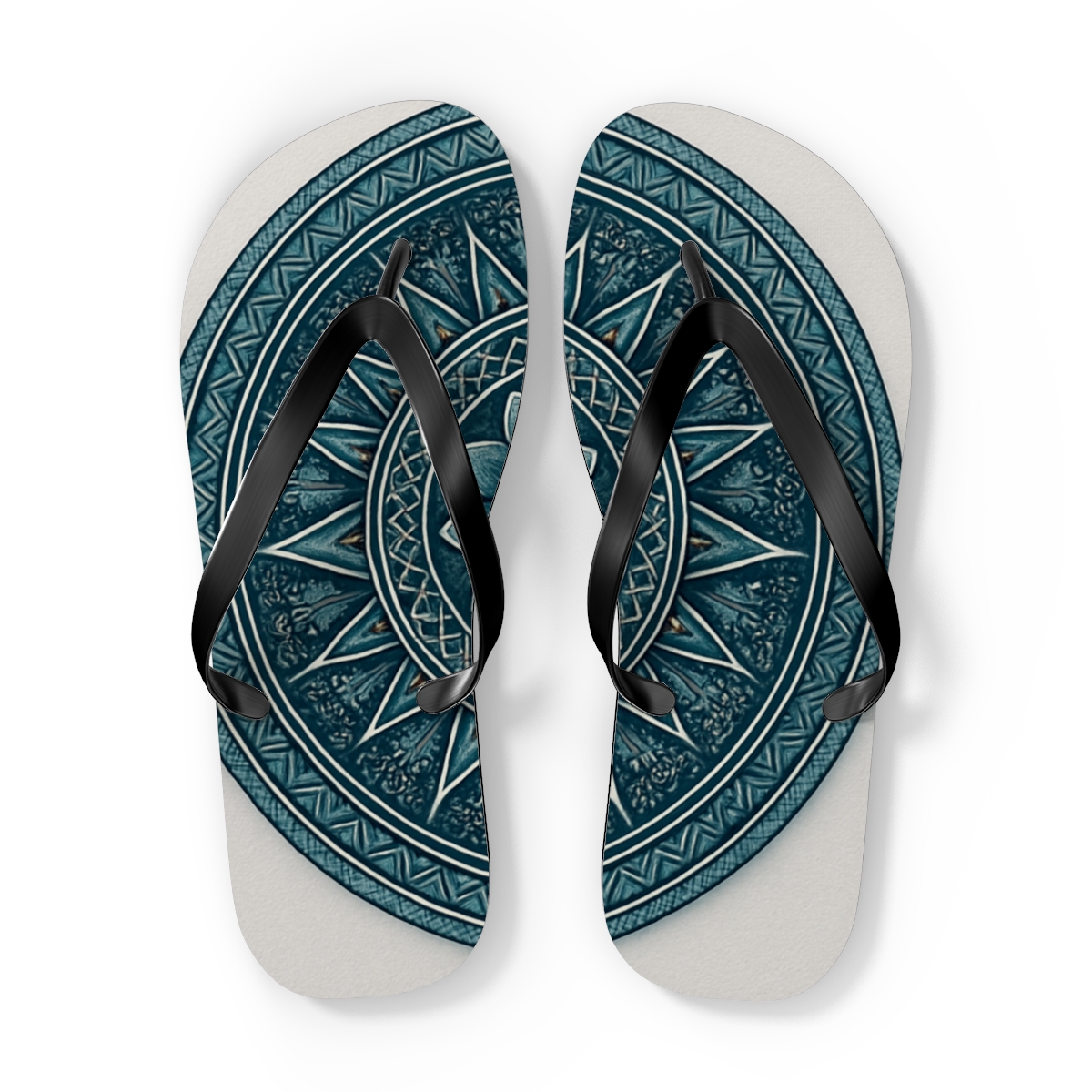 Lattice Bloom Compasswheel personalized beach flip flops
