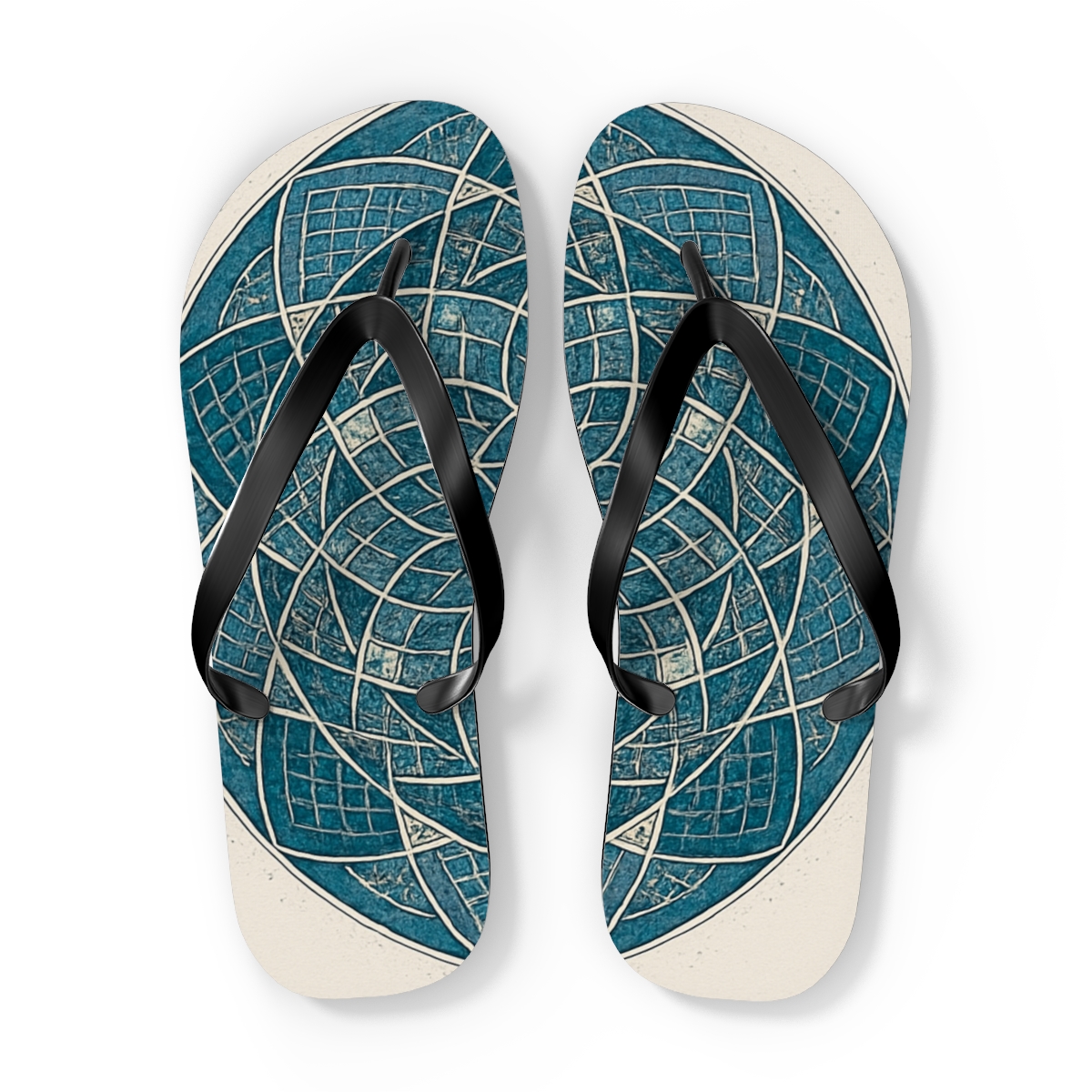 Lattice Bloom Concentric Atlas designer logo flip flops