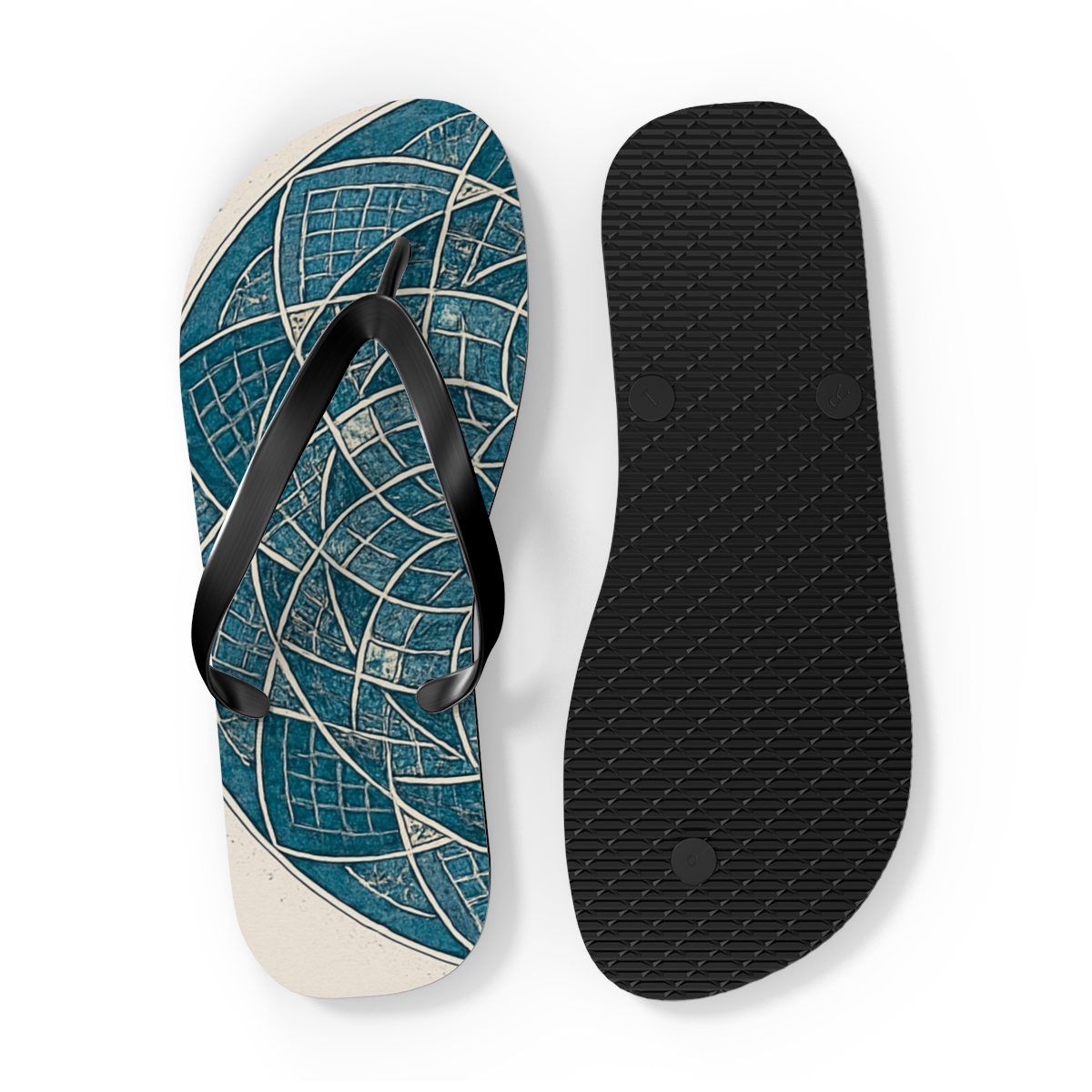 Lattice Bloom Concentric Atlas designer logo flip flops