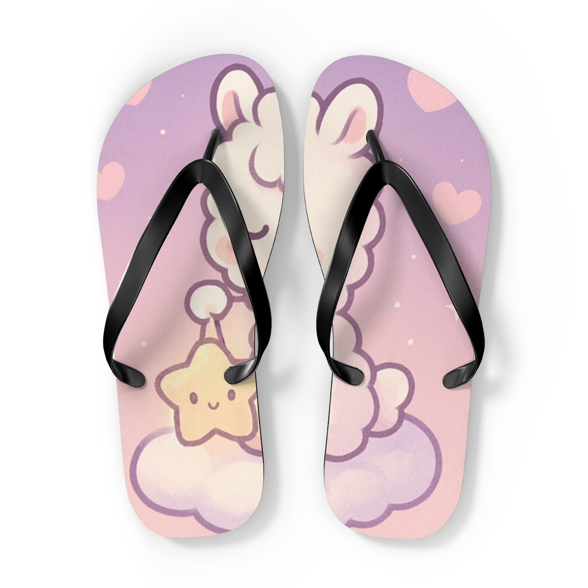 Lavender Lantern Llama Lounge soft sole flip flops