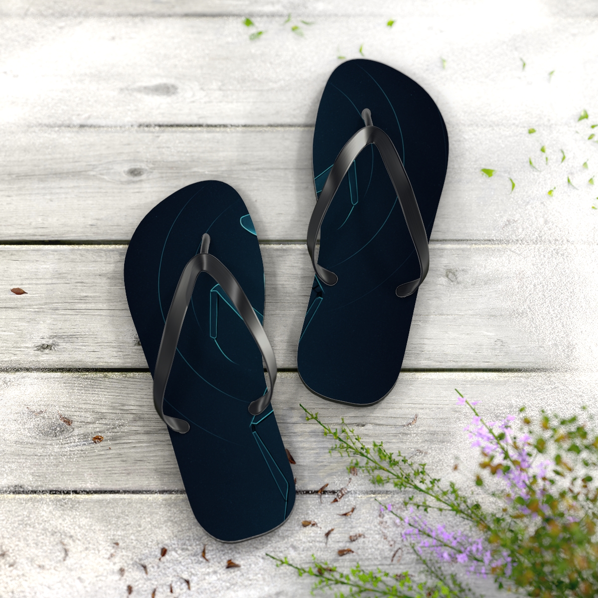 Mantis Orbit Stillness unique graphic flip flops