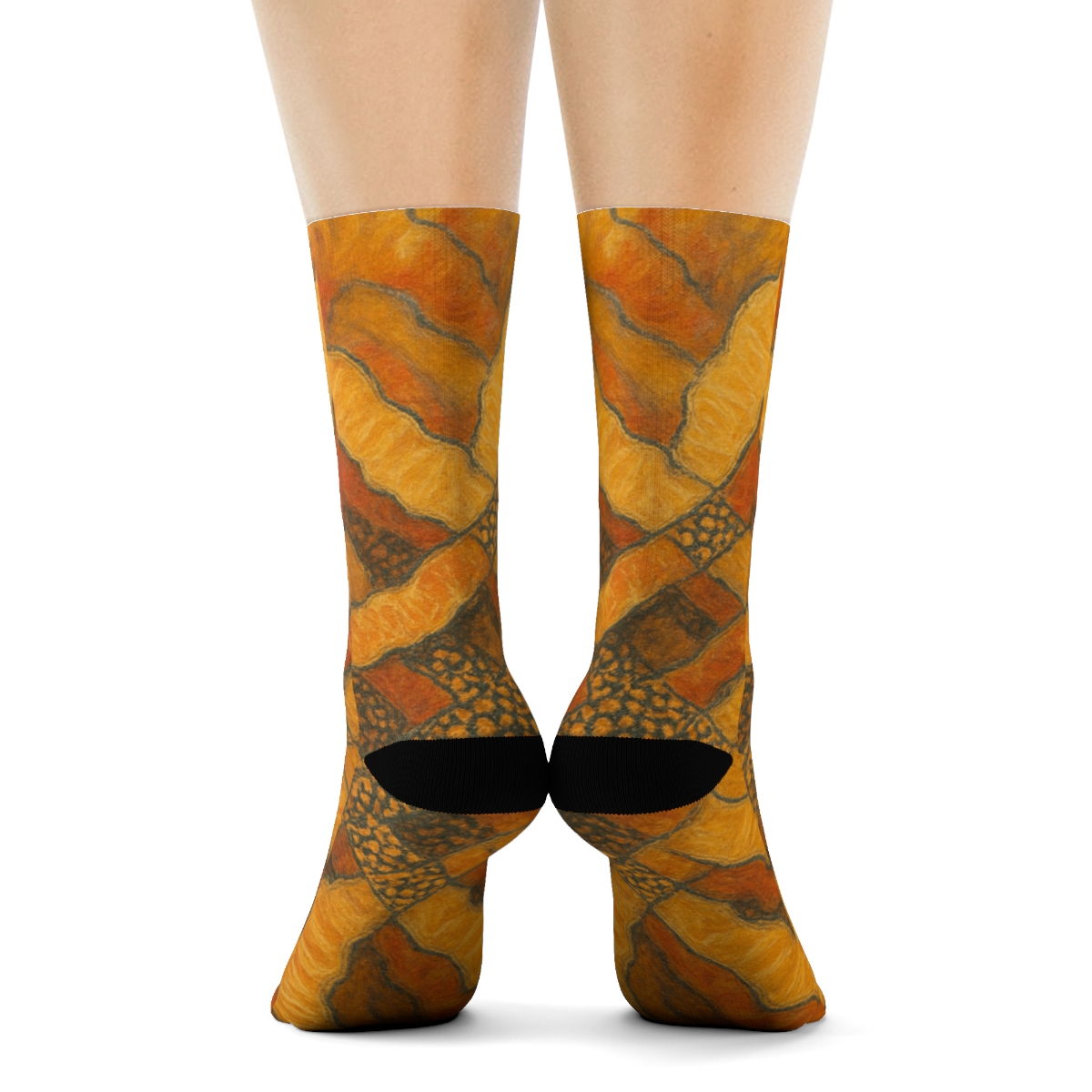 Marigold Fractal Ruffle Weave comfortable cotton socks