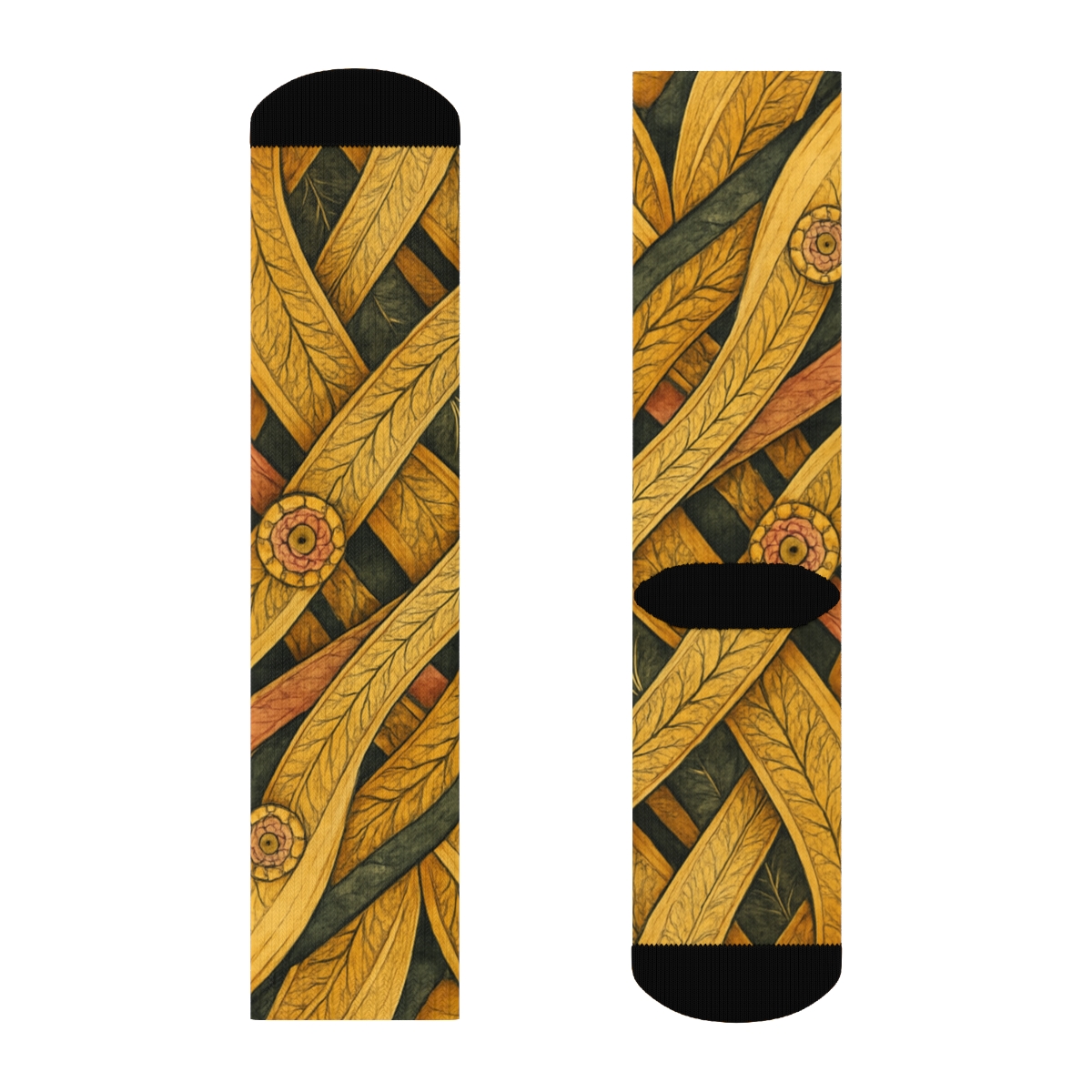 Marigold Fractal Vein Weave personalized cozy socks