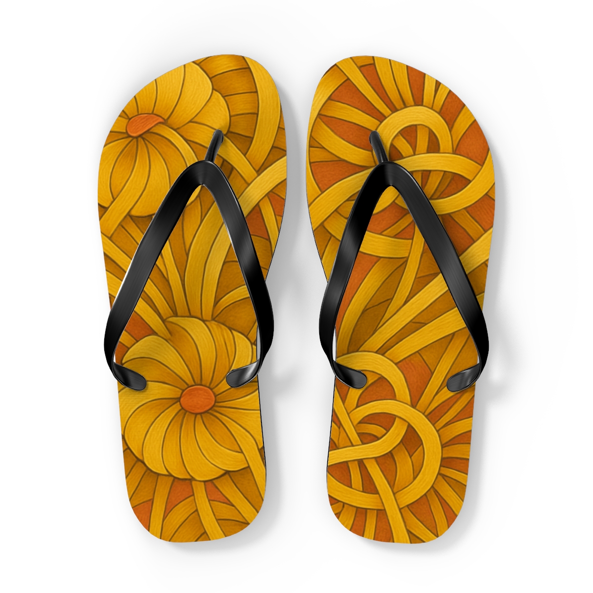 Marigold Fractal Weave designer logo flip flops