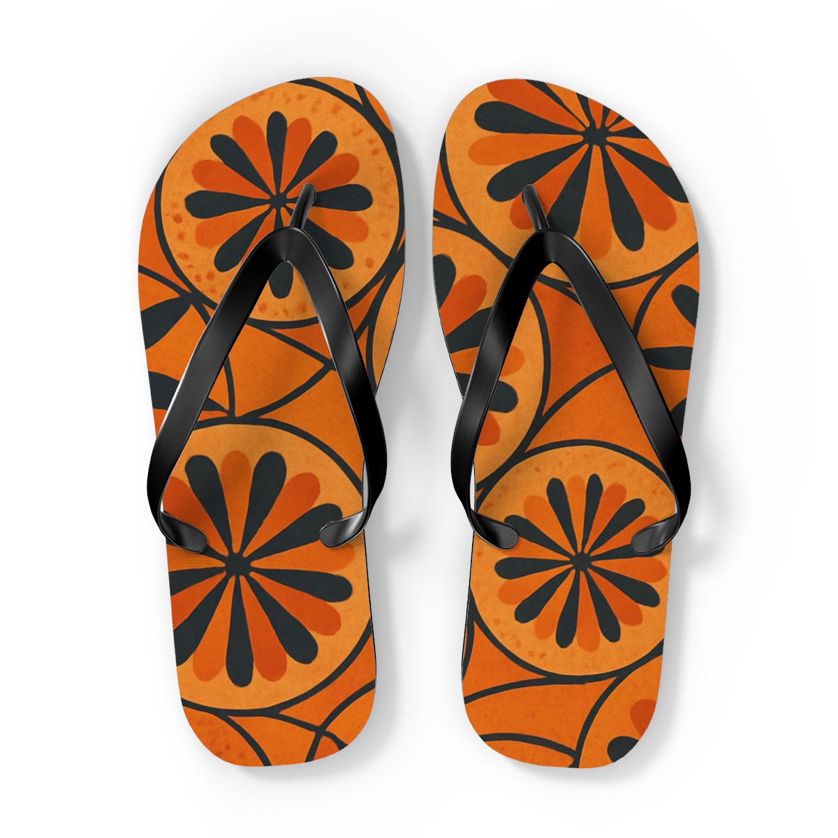 Marigold Orbit Lattice designer logo flip flops
