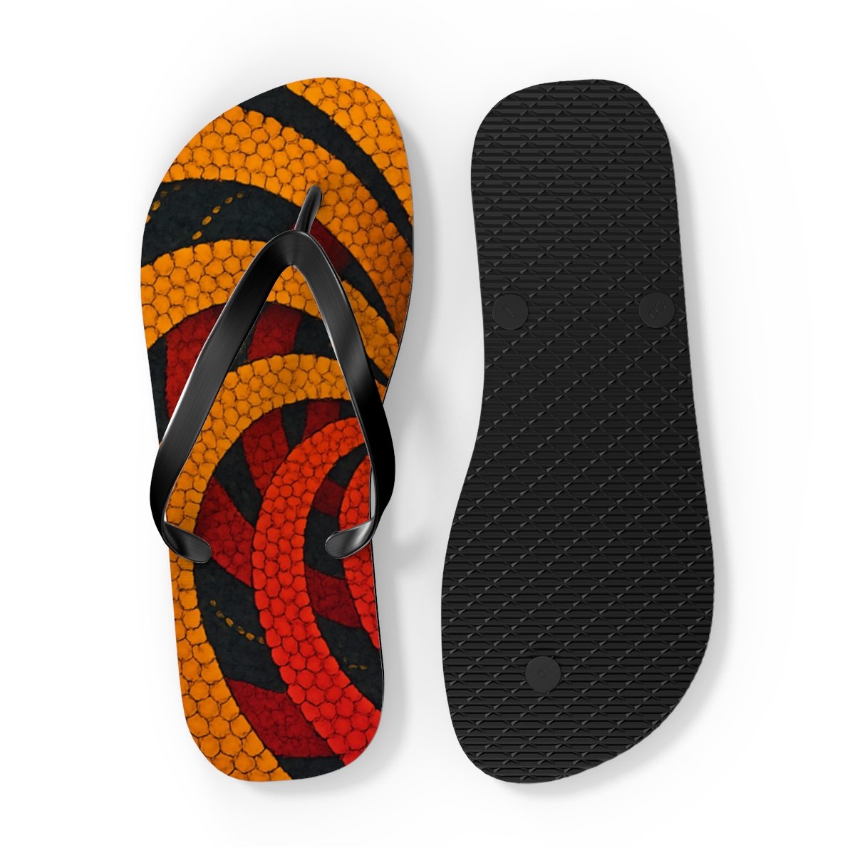 Marigold Prism Spiral designer logo flip flops