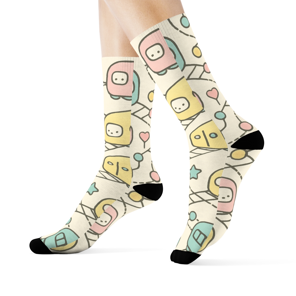 Marshmallow Metro Pocket Pattern unique printed sockscustom socks