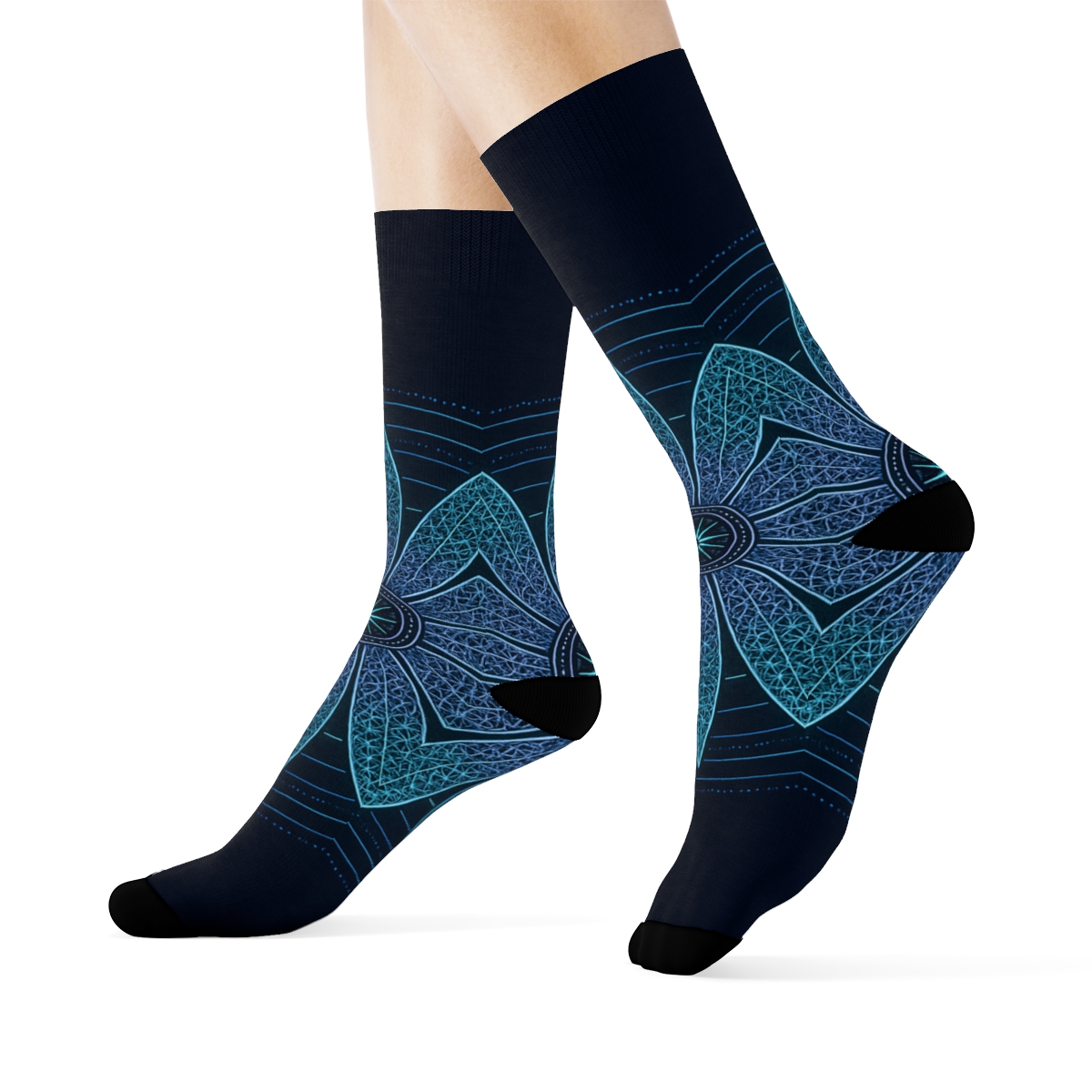 Midnight Petal Lattice stylish patterned socks