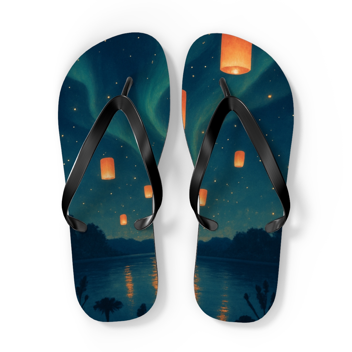 Midsummer Lantern Aurora colorful rubber flip flops