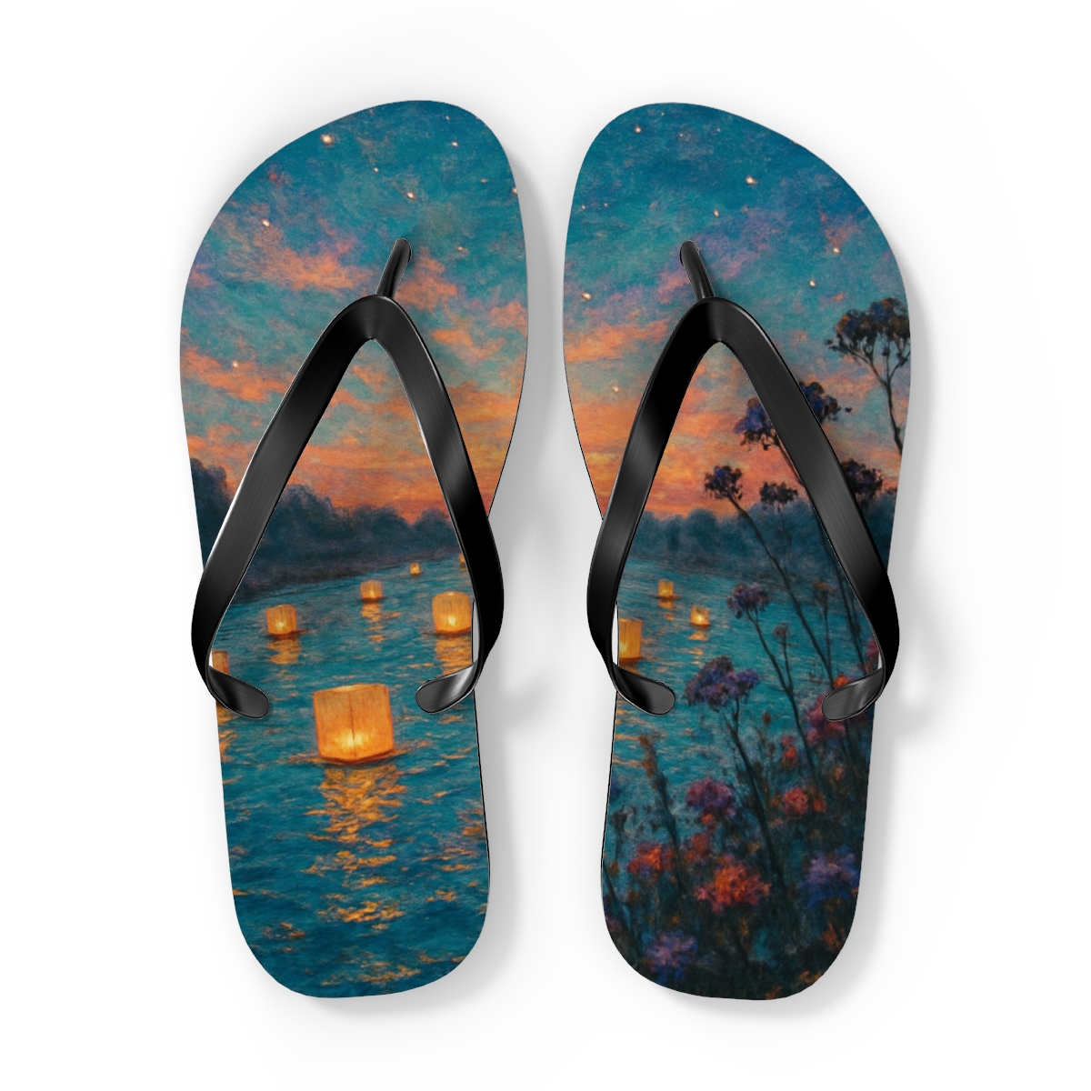 Midsummer Lantern Drift stylish summer flip flops