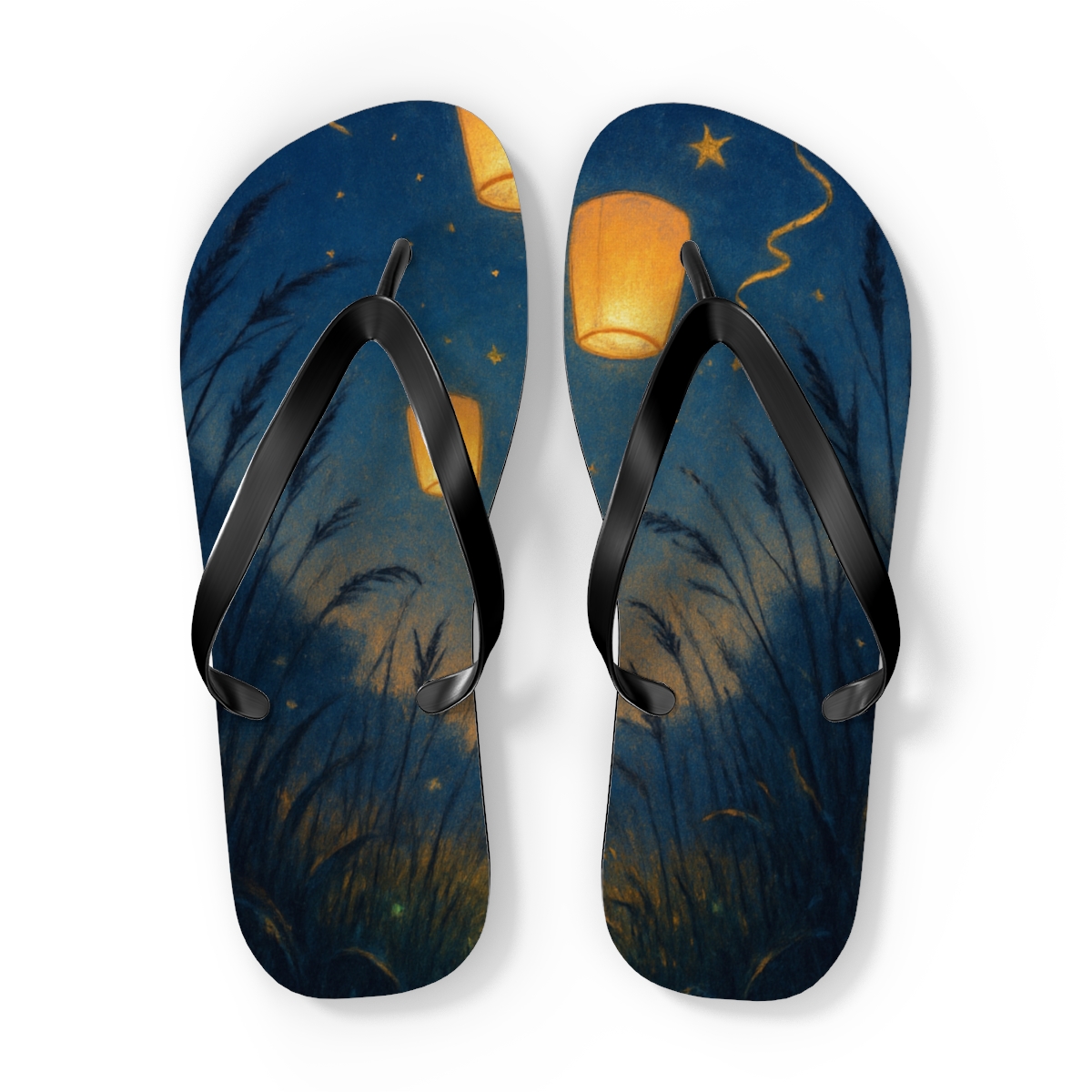 Midsummer Lantern Meadow custom flip flops