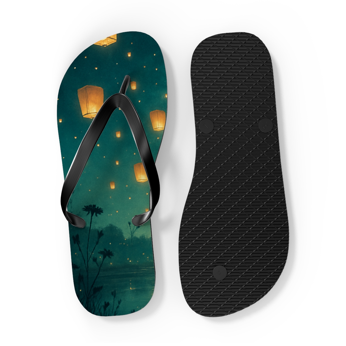 Midsummer Lantern Nebula stylish summer flip flops