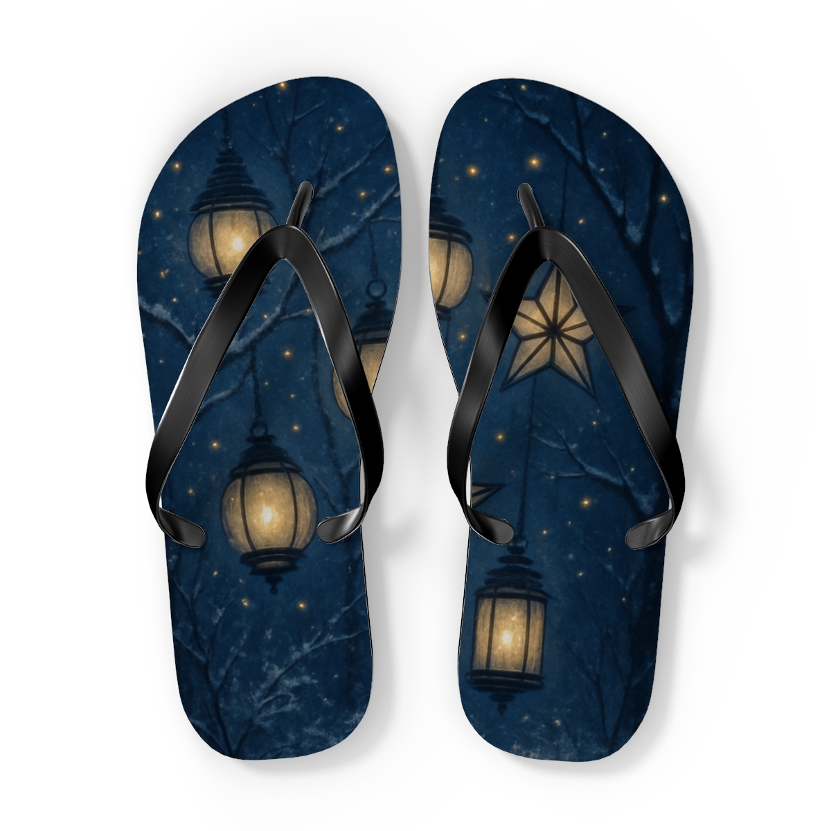 Midwinter Lantern Constellation personalized beach flip flops