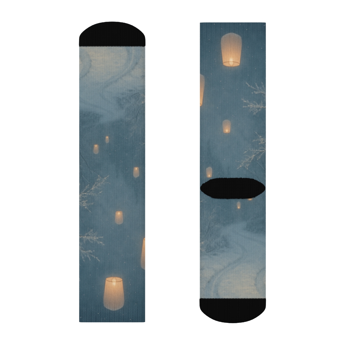 Midwinter Lantern Frostveil unique printed sockscustom socks