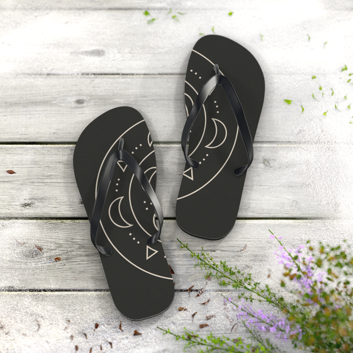 Minimal Orbit Lace Mandala trendy printed flip flops