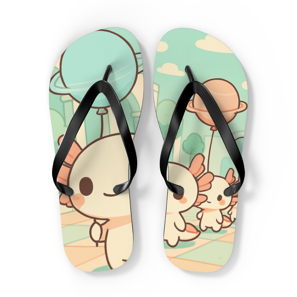 Mint Balloon Axolotl Parade comfortable casual flip flops