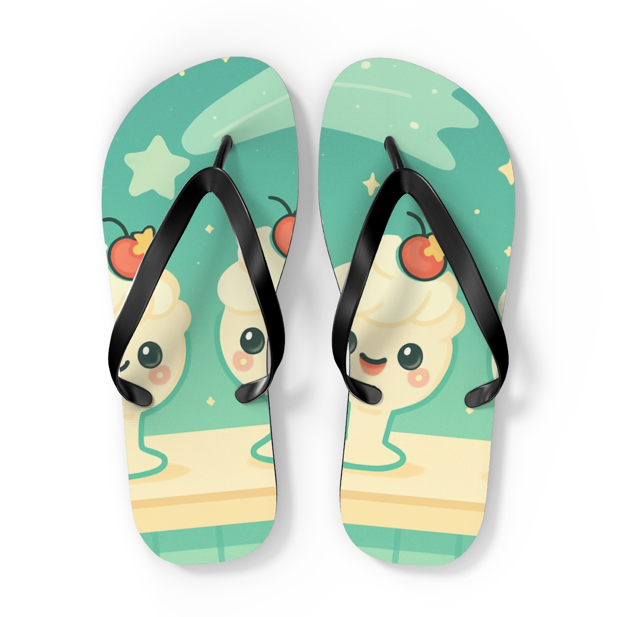 Mint Comet Milkshake Parade custom flip flops