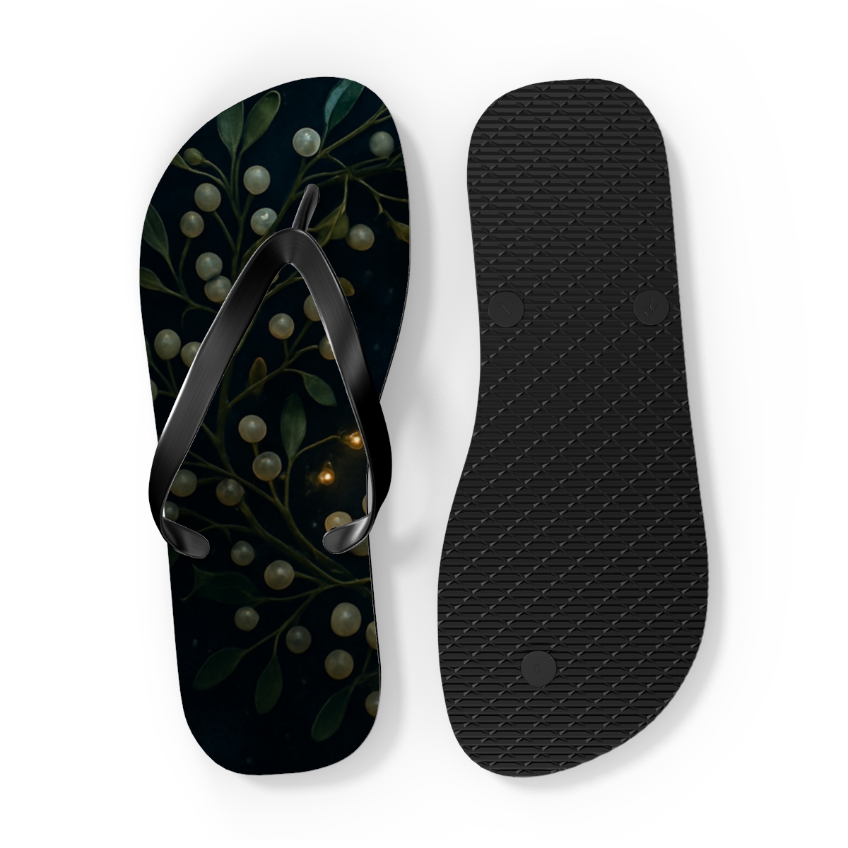 Mistletoe Velvet Night trendy printed flip flops