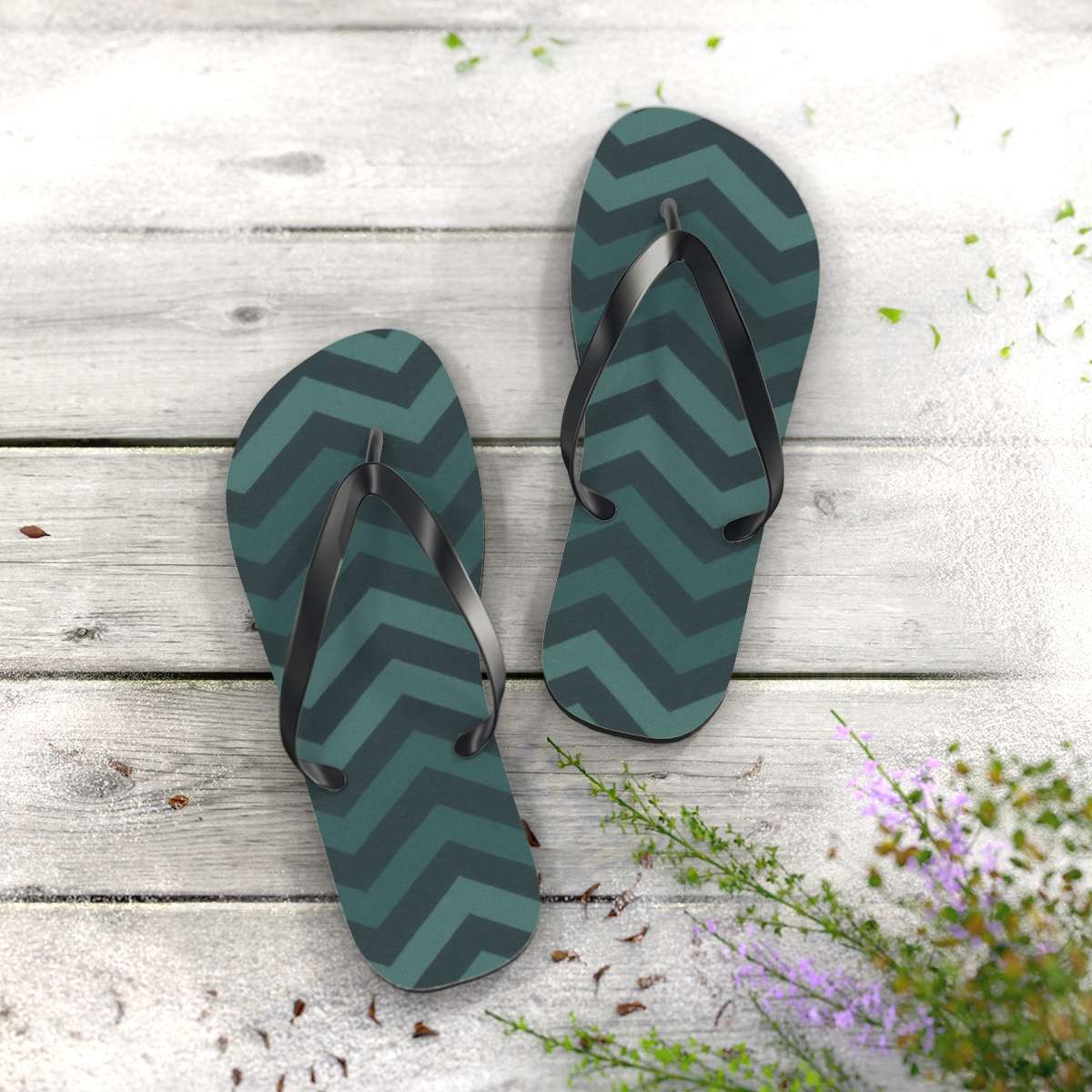 Moire Chevron Continuum designer logo flip flops