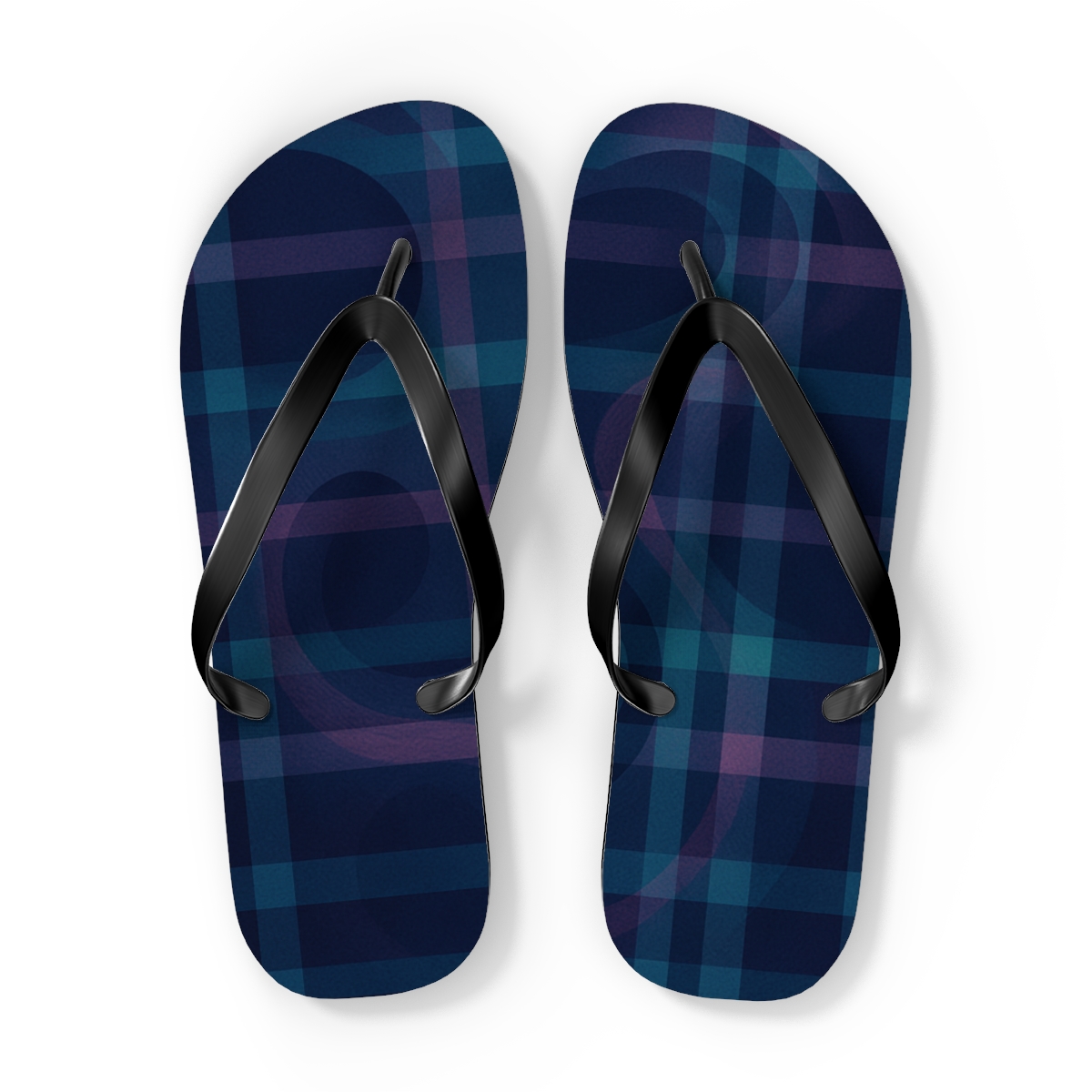 Moire Nebula Interference Plaid comfortable casual flip flops