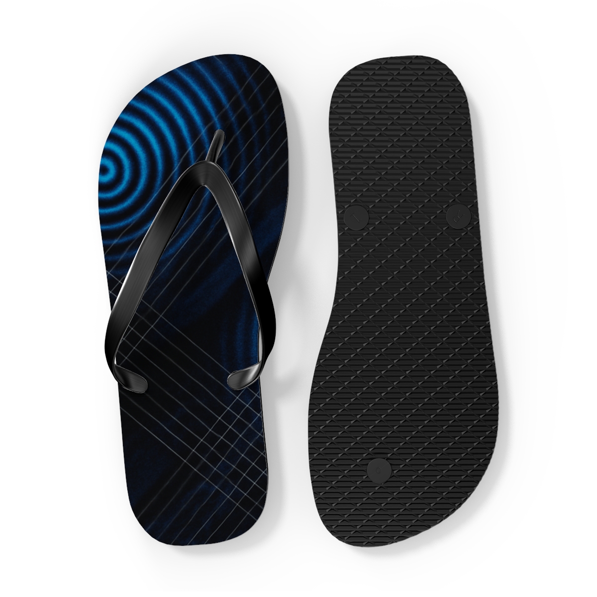 Moire Orbit Overprint designer logo flip flops